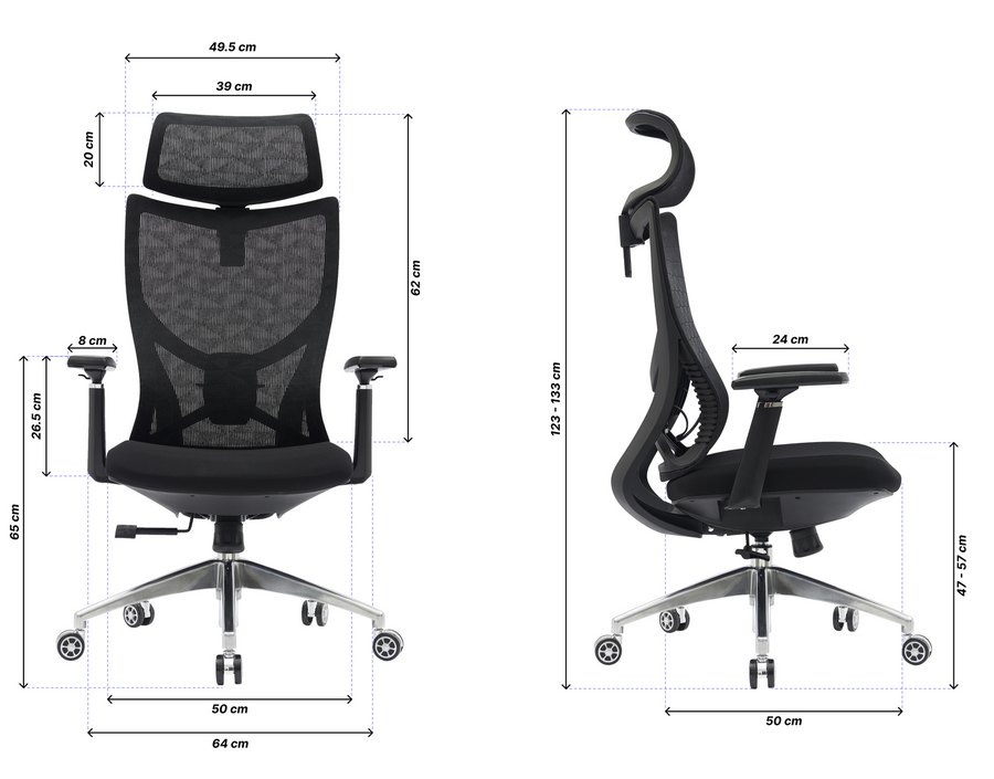 PAMPEYE Fotel Biurowy Obrotowy Ergonomiczny AX800 - Krzesło do Domu, Biura