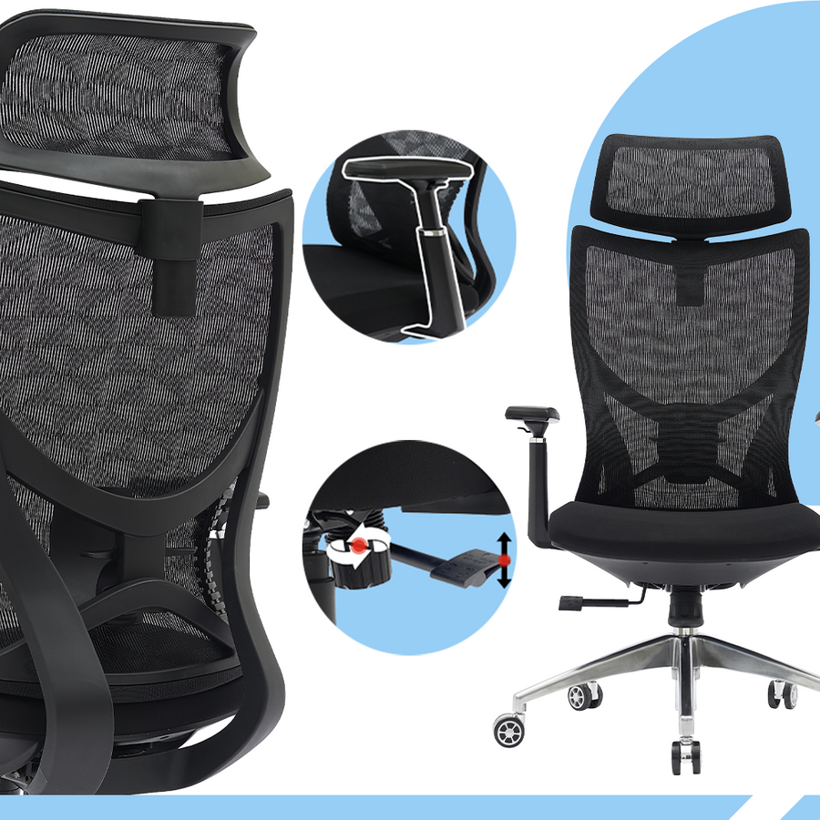 PAMPEYE Fotel Biurowy Obrotowy Ergonomiczny AX800 - Krzesło do Domu, Biura